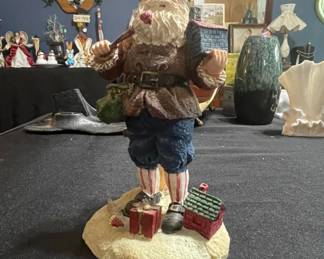 Santa Claus Figurine with Village Elements