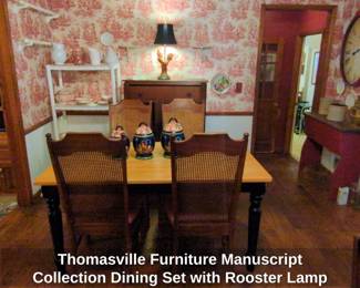 Thomasville Furniture Manuscript Collection Dining Set with Rooster Lamp