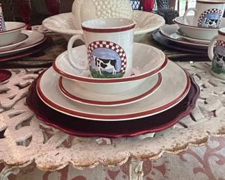 Century Stoneware Fannies Farm Cow Dinnerware Set