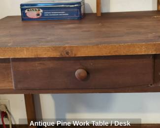 Antique Pine Work Table or Desk second image