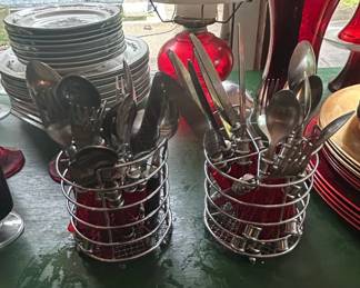 Vintage Red Bakelite Flatware Set second image
