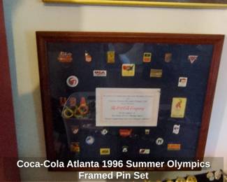 CocaCola Atlanta Summer Olympics Framed Pin Set