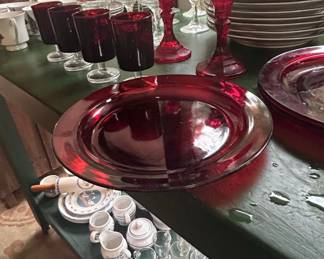 Anchor Hocking Ruby Red Glass Dinnerware Set