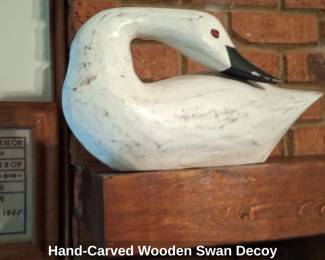 HandCarved Wooden Swan Decoy