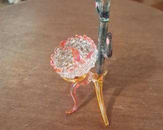 Glass Cactus Figurine with Decorative Bowl second image