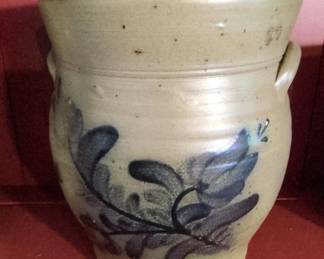 Stoneware Crock with Floral Decoration