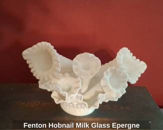 Fenton Hobnail Milk Glass Epergne third image