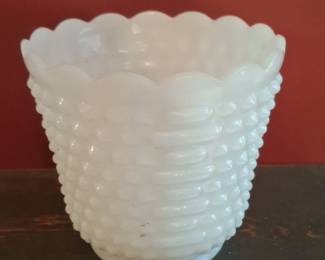 Fire King Hobnail Milk Glass Vase