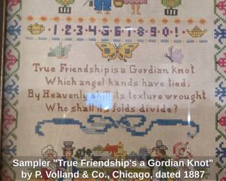 Sampler True Friendships a Gordian Knot by P. Volland  Co., Chicago, dated second image