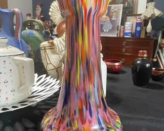 Murano Style Confetti Art Glass Vase