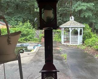 Vintage Red Metal Hanging Lantern second image