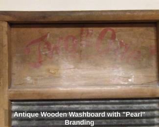 Antique Wooden Washboard with Pearl Branding second image