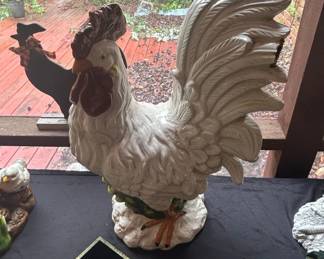 Fitz and Floyd White Ceramic Rooster Figurine