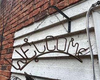 Rustic Wire Welcome Sign with Butterfly Accent