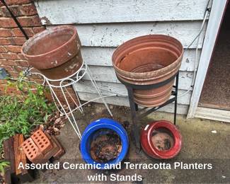Assorted Ceramic and Terracotta Planters with Stands