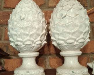 Pair of Ceramic Pinecone Finials