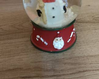 Snowman Snow Globe with Santa and Candy Cane Base