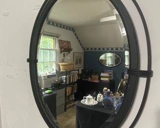 Oval Metal Frame Mirror with Double Layer and Decorative Loops