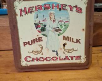 Hersheys Pure Milk Chocolate Tin with Girl and Factory