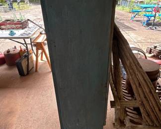 Primitive Blue Painted Pine Shelving Unit third image