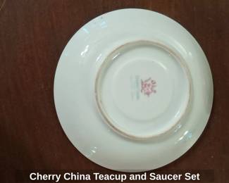 Cherry China Teacup and Saucer Set