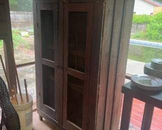 Vintage Wooden Screen Door Pantry Cabinet or Pie Safe