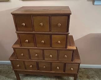 Vintage Wooden Apothecary Cabinet with Drawers