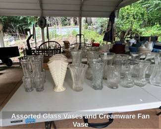 Assorted Glass Vases and Creamware Fan Vase fourth image