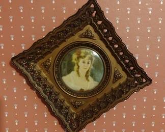 Victorian Cameo Creation Portrait Miniature in Ornate Gilt Frame
