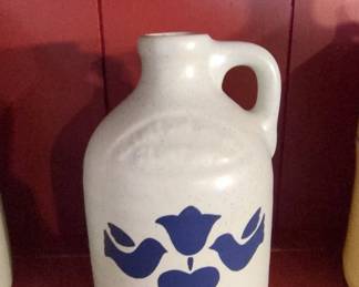 Stoneware Jug with Blue Bird and Floral Motif