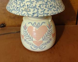 Vintage Ceramic Heart Lamp with Floral Shade