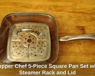 Copper Chef Piece Square Pan Set with Steamer Rack and Lid