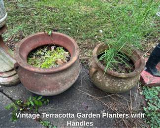 Vintage Terracotta Garden Planters with Handles