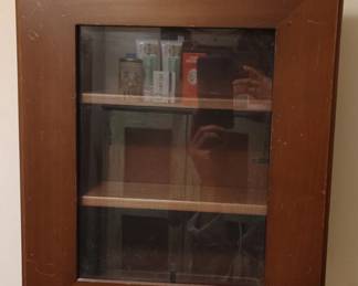 Vintage Wooden Medicine Cabinet with Glass Door