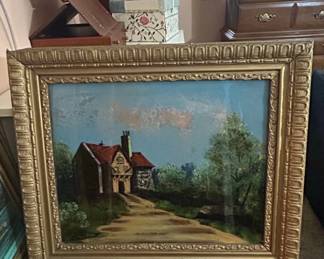 Framed Old Farm House Landscape Painting by J.B. OBrien