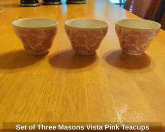 Set of Three Masons Vista Pink Teacups