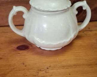 White Ceramic Sugar Bowl with Lid
