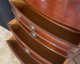 Vintage Dixie Mahogany Double Bow Front Dresser with Mirror fourth image
