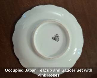 Occupied Japan Teacup and Saucer Set with Pink Roses second image