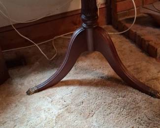 Mahogany Drum Table with Glass Top and Claw Feet third image