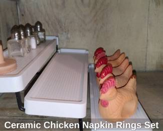 Ceramic Chicken Napkin Rings Set
