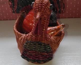 Woven Turkey Basket with Decorative Fillers