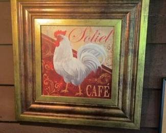 Rooster Soleil Cafe Framed Print by Kimberly Poloson