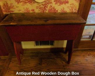 Antique Red Wooden Dough Box