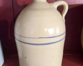 Stoneware Jug with Blue Bands