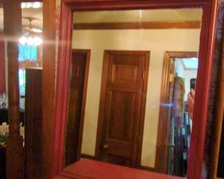 Victorian Red Painted Dresser with Mirror
