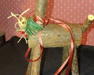 Rustic Wooden Reindeer Christmas Decoration second image