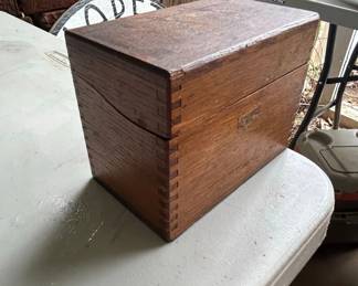 Vintage Wooden Recipe Box with Dovetail Joints
