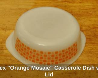 Pyrex Orange Mosaic Casserole Dish with Lid second image