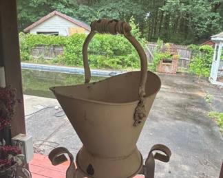 Vintage Galvanized Coal Scuttle Bucket